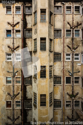 Image of Facade of a  rundown old building 