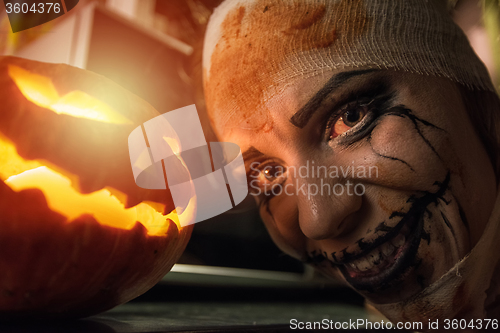 Image of Horrible girl with scary mouth and eyes