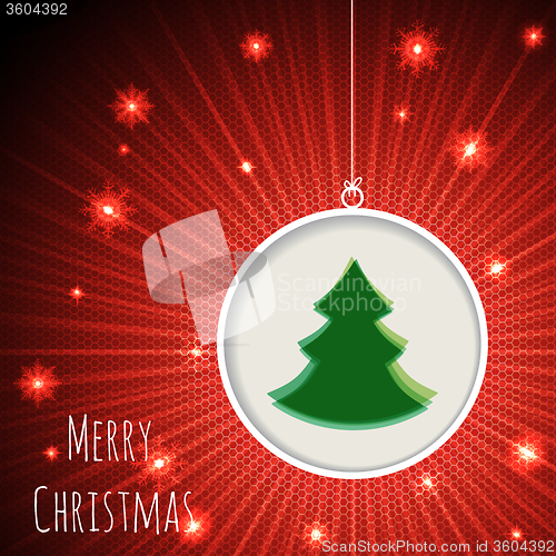 Image of Christmas greeting card with bursting snowflakes and green chris