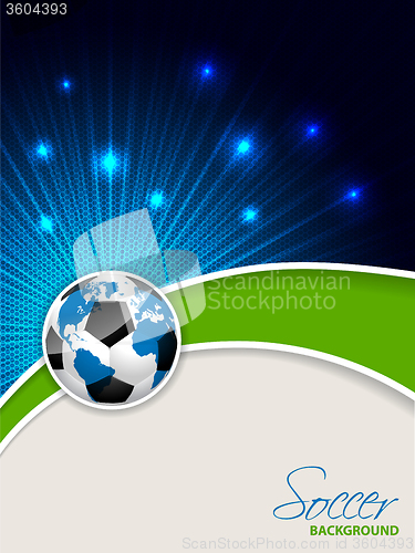 Image of Abstract soccer brochure with bursting map ball