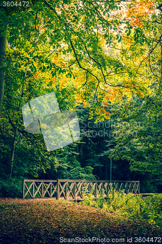 Image of Autumn scenery with a bridge