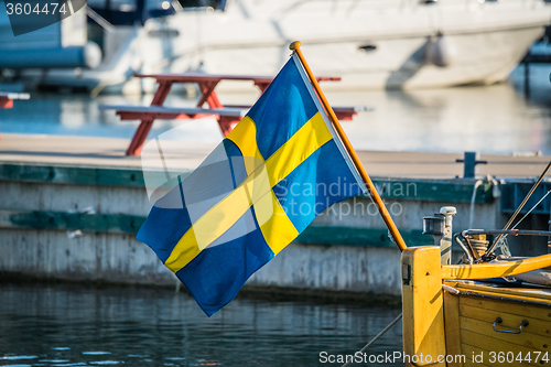 Image of Sweden flag on a boat