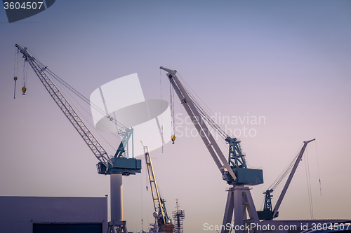 Image of Cranes at a shipping harbor