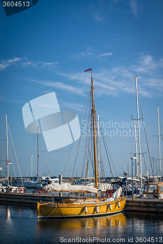 Image of Sailboat in a marine harbor