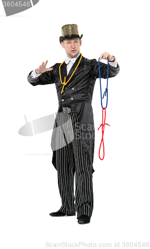 Image of Illusionist Shows Tricks with a Rope