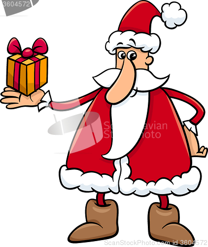 Image of santa with gift cartoon