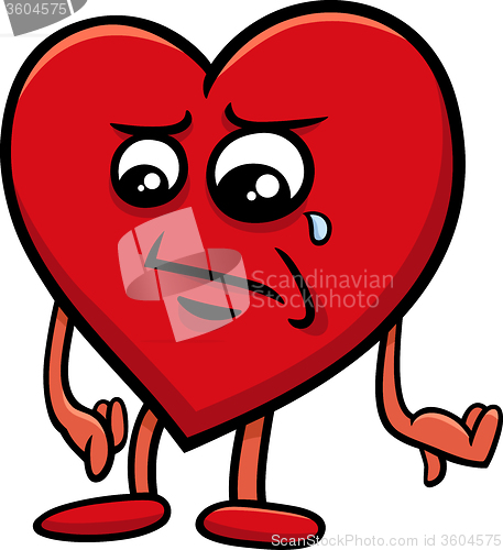 Image of sad heart cartoon character