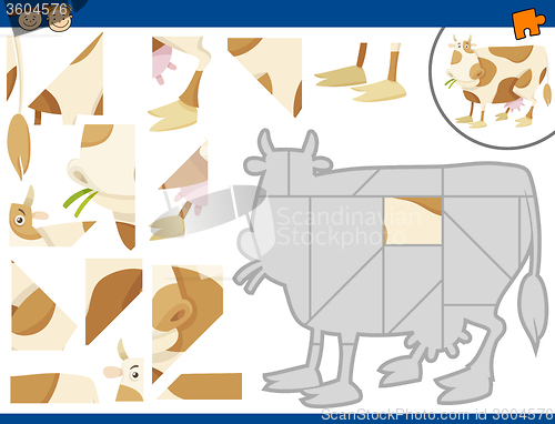 Image of cartoon cow jigsaw puzzle task