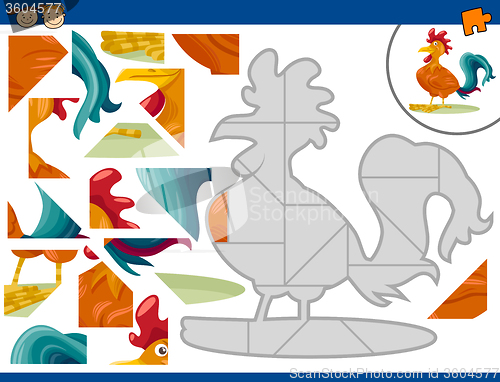 Image of cartoon rooster jigsaw puzzle task