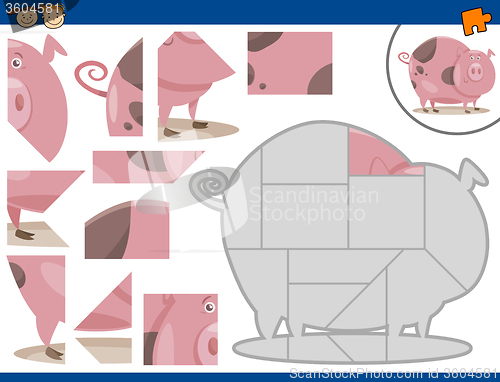 Image of cartoon pig jigsaw puzzle task