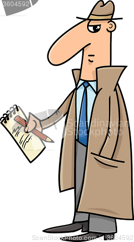 Image of detective or journalist cartoon illustration