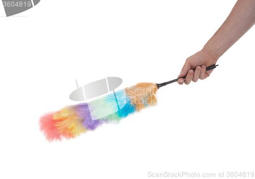 Image of Soft colorful duster with plastic handle