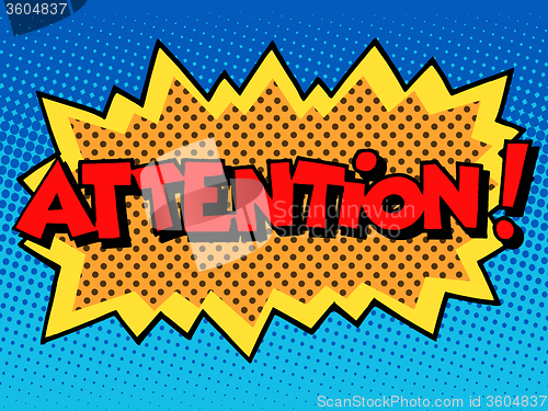 Image of attention inscription comic book style