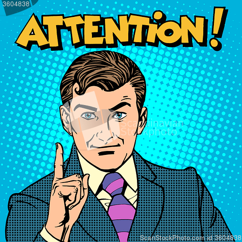 Image of Attention businessman pointing finger