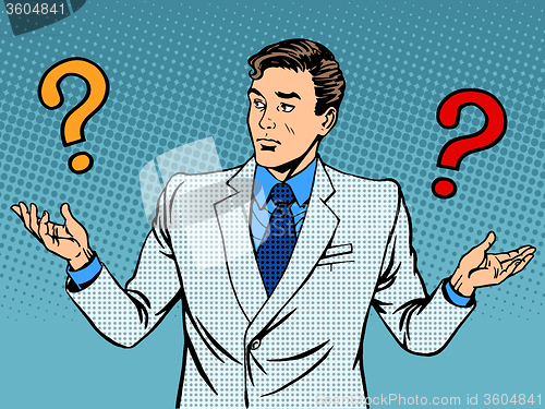 Image of Questions businessman misunderstanding