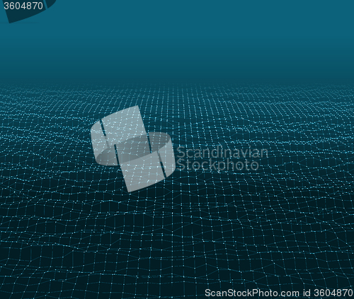 Image of Water Surface. Wavy Grid Vector Background