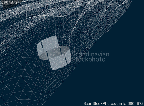 Image of Water Surface. Wavy Grid Vector Background