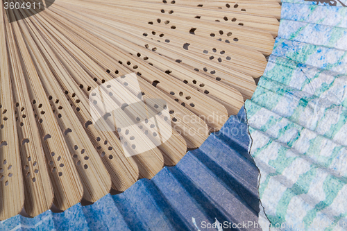 Image of Typical Japanese hand fan made of bamboo