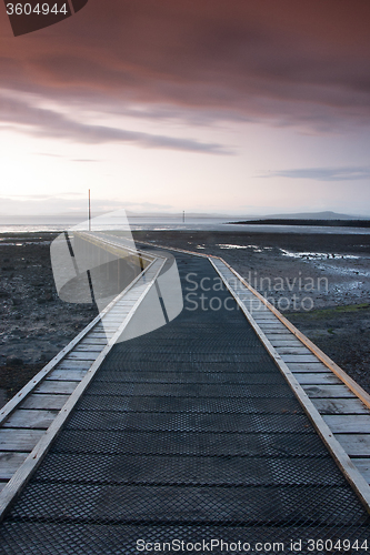 Image of Sunset on the jetty in Morecambe Bay