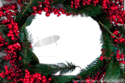 Image of The wooden table with Christmas decorations 