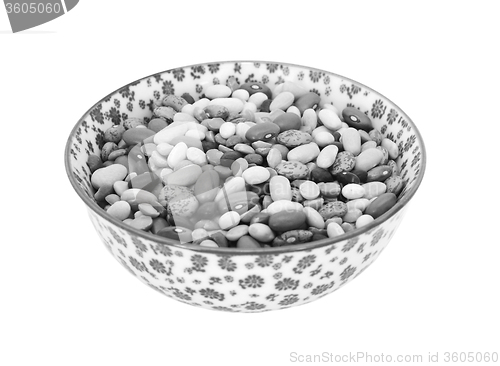 Image of Mixed dried beans in a china bowl