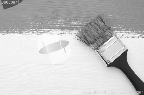 Image of Stripe of paint with a paintbrush on white