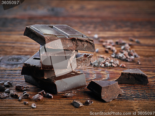 Image of Pieces of natural dark chocolate