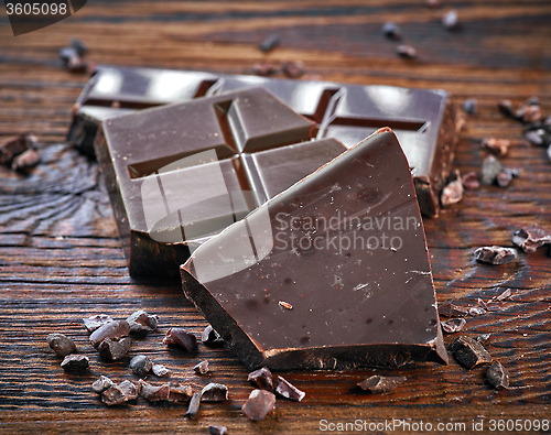 Image of Pieces of natural dark chocolate