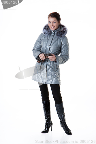 Image of Young Beautiful Woman In Winter Coat