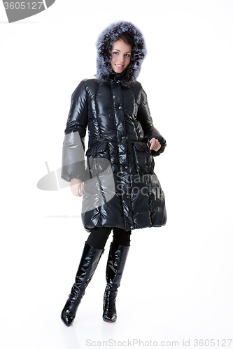 Image of Young Beautiful Woman In Winter Coat