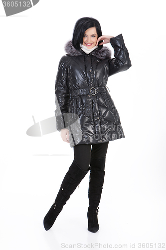Image of Young Beautiful Woman In Winter Coat