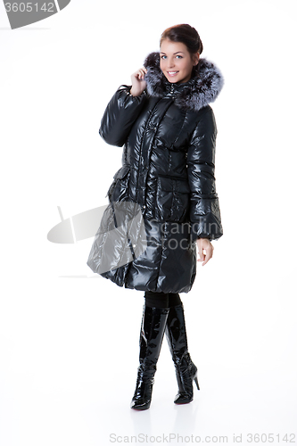 Image of Young Beautiful Woman In Winter Coat