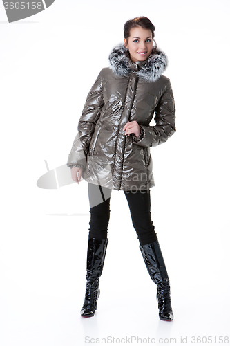 Image of Young Beautiful Woman In Winter Coat