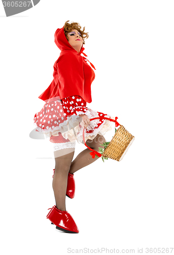 Image of Actor Drag Queen Dressed as Little Red Riding Hood