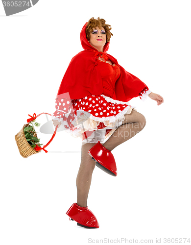 Image of Actor Drag Queen Dressed as Little Red Riding Hood