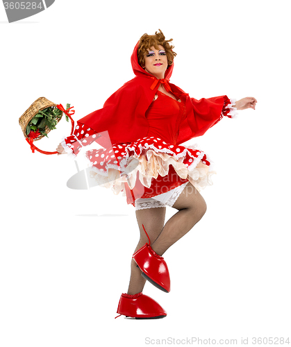 Image of Actor Drag Queen Dressed as Little Red Riding Hood