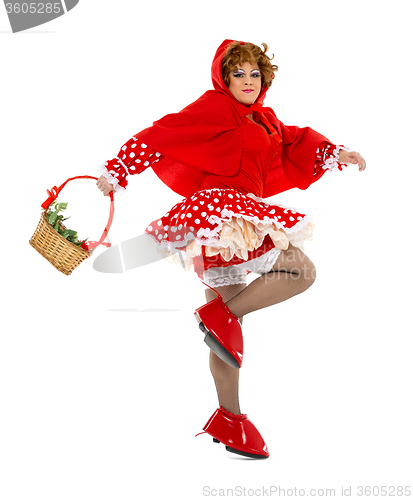 Image of Actor Drag Queen Dressed as Little Red Riding Hood