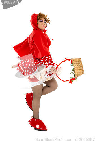 Image of Actor Drag Queen Dressed as Little Red Riding Hood