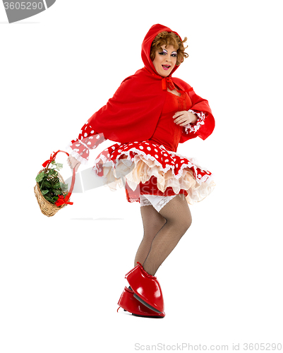 Image of Actor Drag Queen Dressed as Little Red Riding Hood