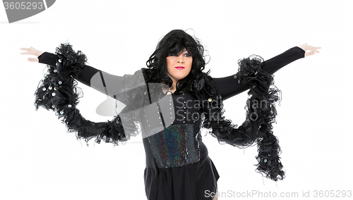 Image of Actor Drag Queen Dressed as Woman Showing Emotions