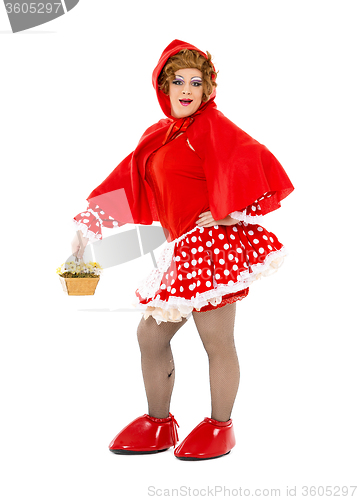 Image of Actor Drag Queen Dressed as Little Red Riding Hood