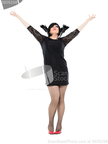 Image of Actor Drag Queen Dressed as Woman Showing Emotions