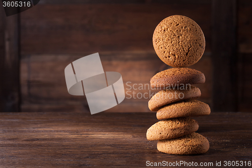 Image of oat cookies on wooden table