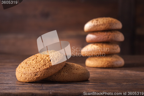 Image of oat cookies on wooden table