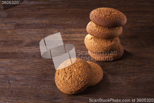 Image of oat cookies on wooden table