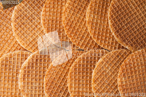 Image of Waffles with caramel background