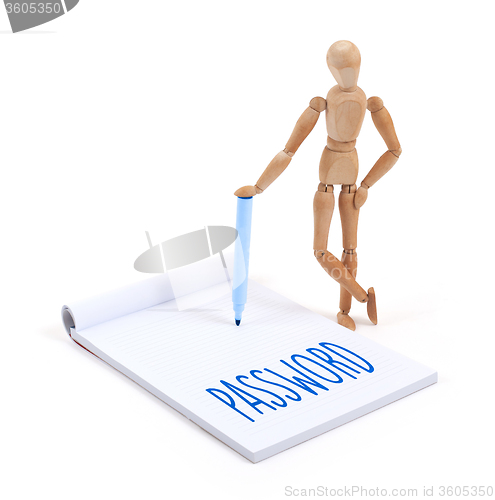 Image of Wooden mannequin writing - Password