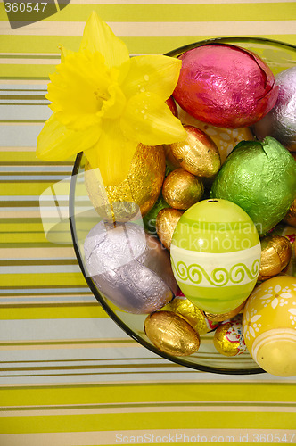 Image of Easter eggs and flower