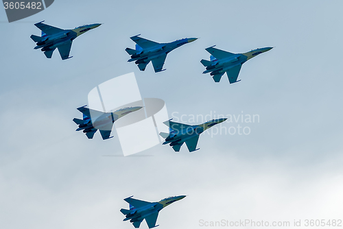 Image of Team work of russian fighters SU-27 knights