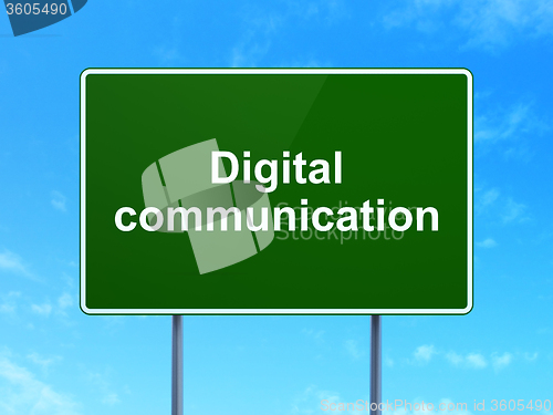 Image of Data concept: Digital Communication on road sign background